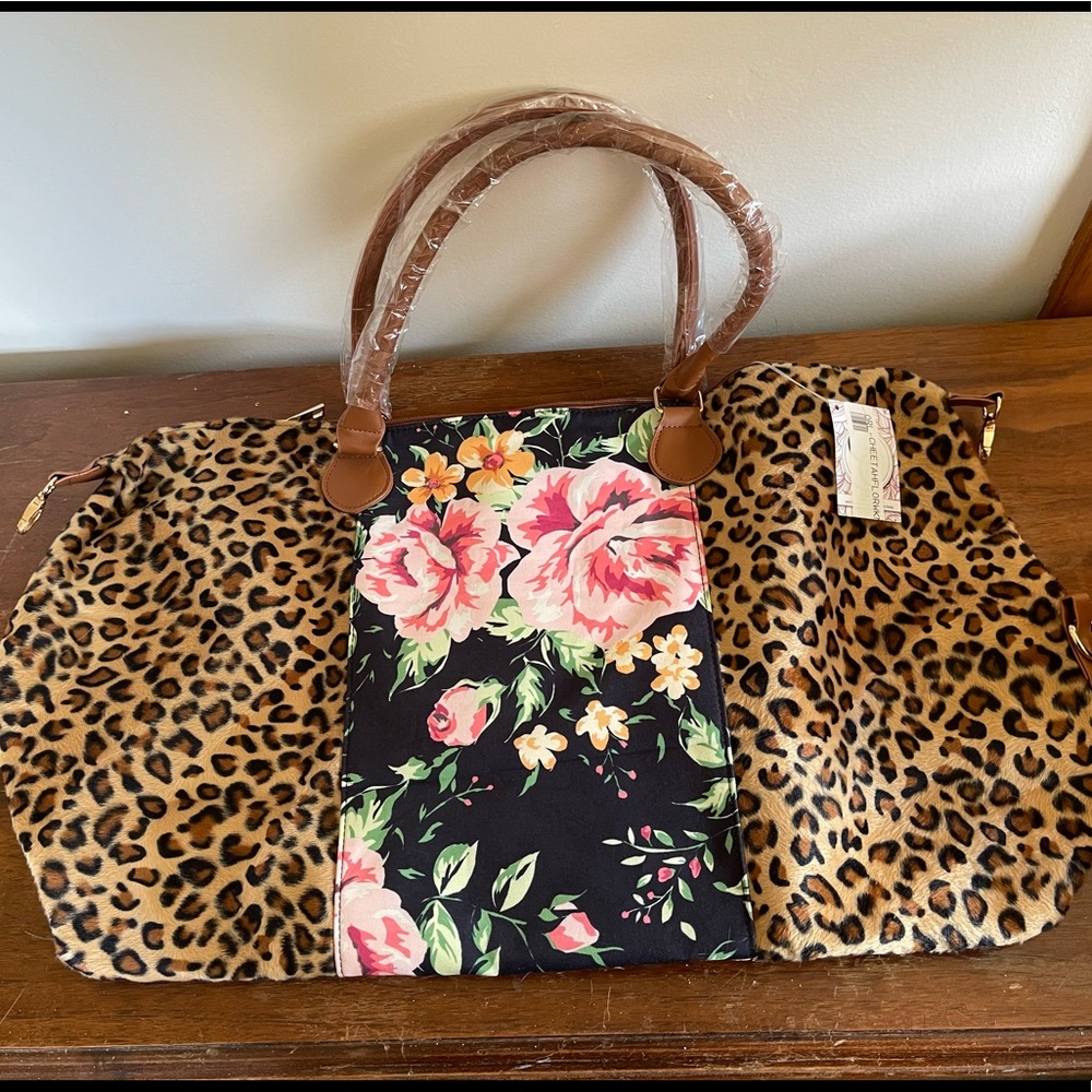 Leopard and Flowered Weekender Bag